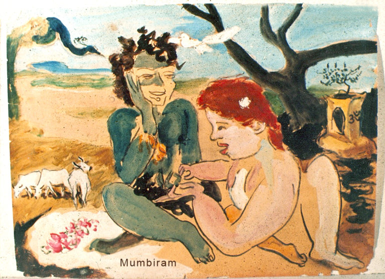 Read more about the article “Red haired amateur palmist girl reading Krishna’s fortune near Govardhan”