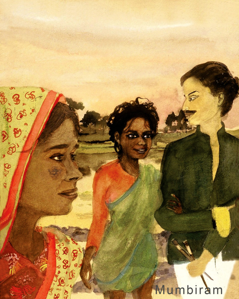 “Drupada coming out of the river with Mumbiram”, by Mumbiram, Watercolor, 1990