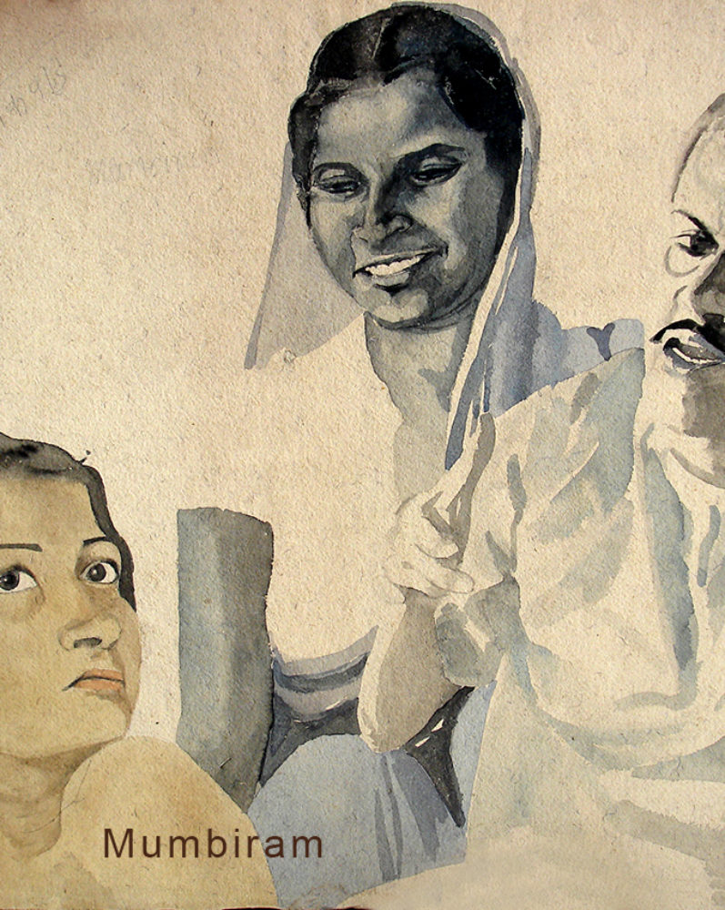 “Marathi Poets”, by Mumbiram, Watercolor, 1982