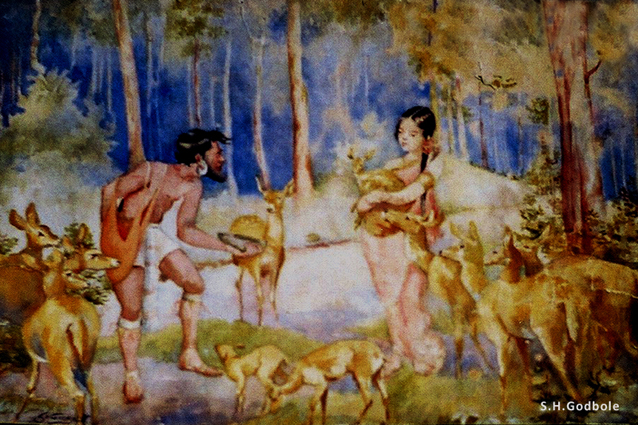 “Ravana’s encounter with Sita in Panchavati”, by S.H.Godbole, watercolor, Pune, 1932