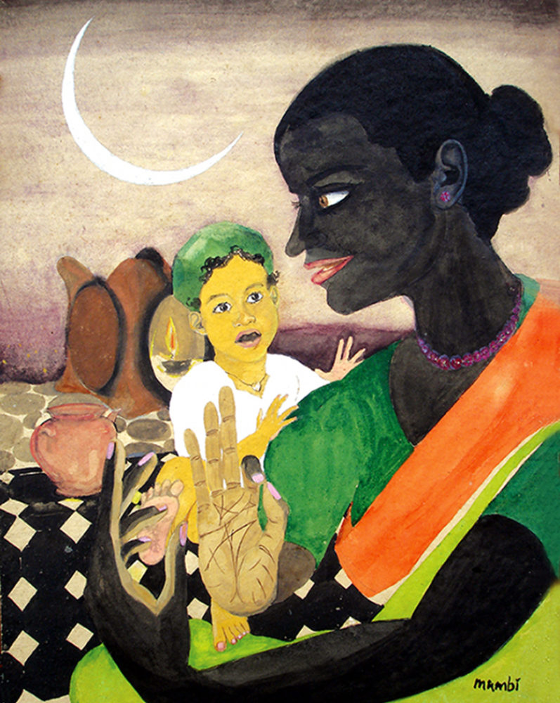 “Vrindadevi reveals the secrets of Bhakti”, by Mumbiram, Watercolor, 1990, Pune