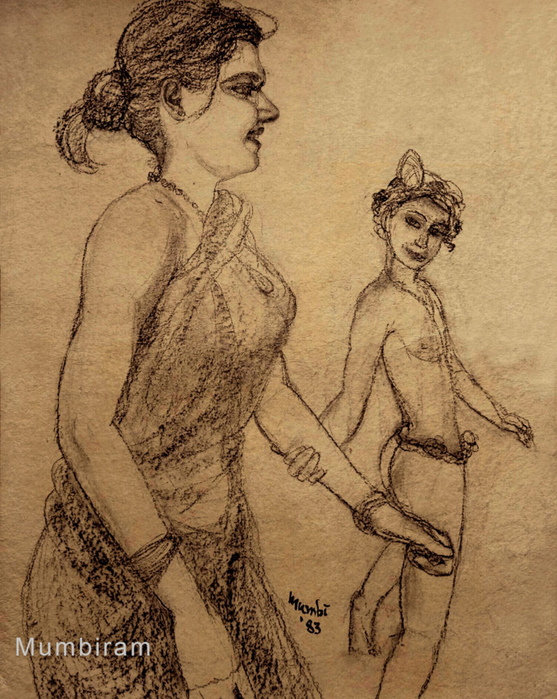 “I let him persuade me”, by Mumbiram, Charcoal on paper, 1985, Pune