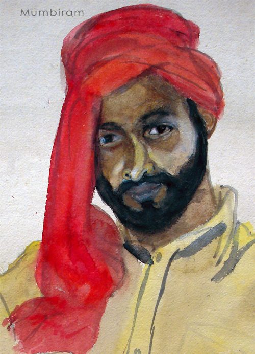 Perfectly at ease, even amused, at being the Subject of Portraiture of Mumbiram