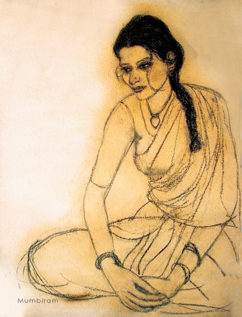 "Mumtaz of Baluchi Wasti", Charcoal Portrait by Mumbiram